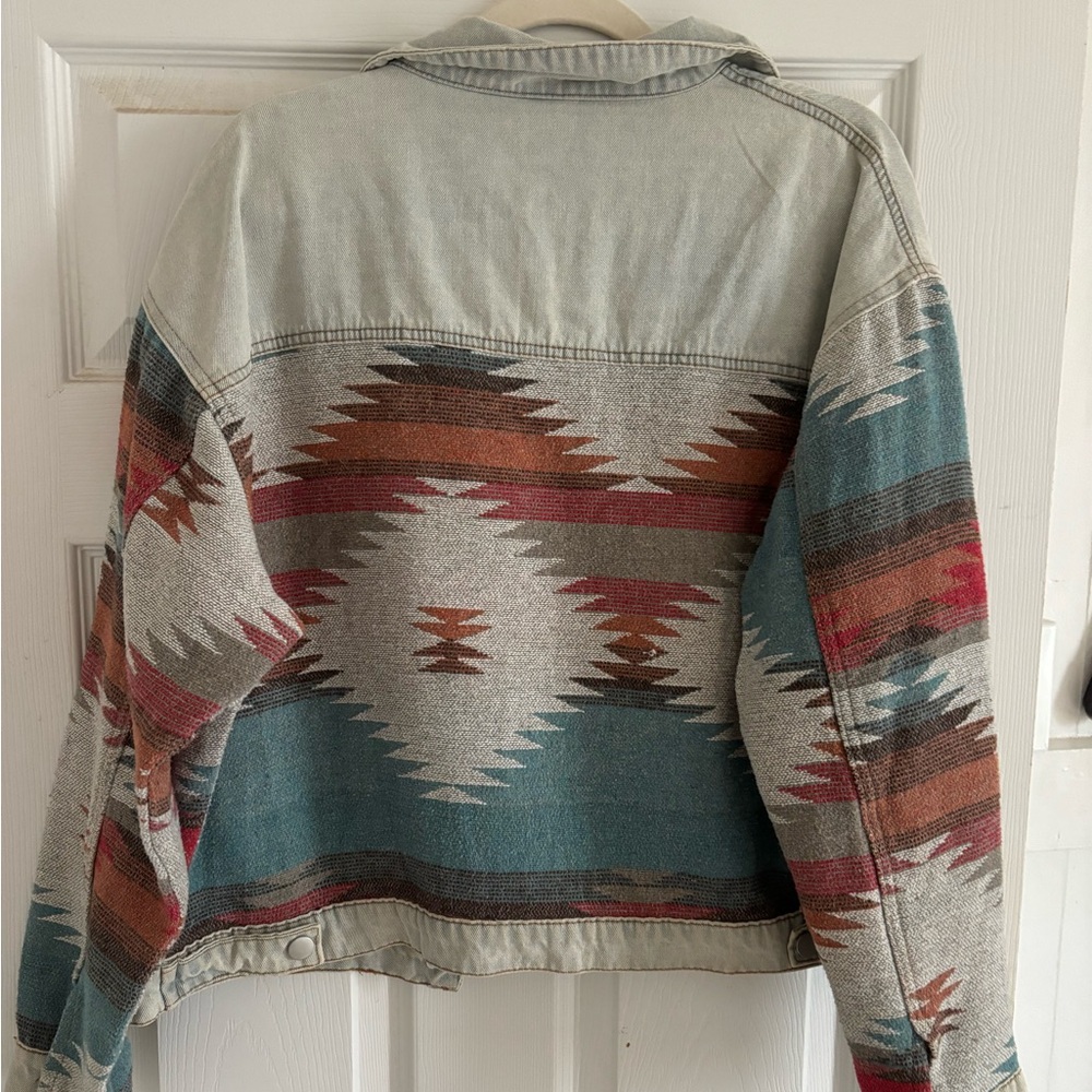 Aztec Patterned Denim Jacket - Picture 2 of 2